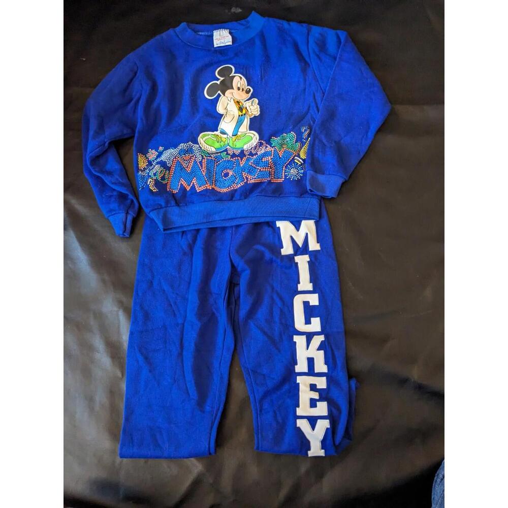 1980 Mickey Mouse Doctor Sweat‎ Suit Pants Shirt Blue Disney Pilgrim Youth USA